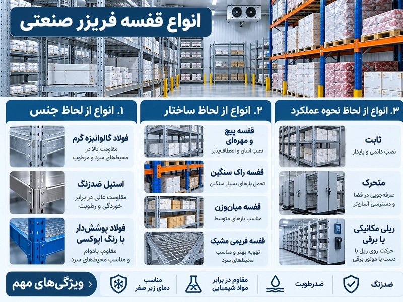 انواع قفسه بندی فریزر صنعتی