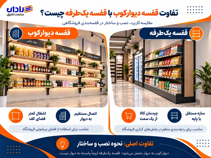 تفاوت قفسه دیوارکوب با قفسه یک‌طرفه چیست؟