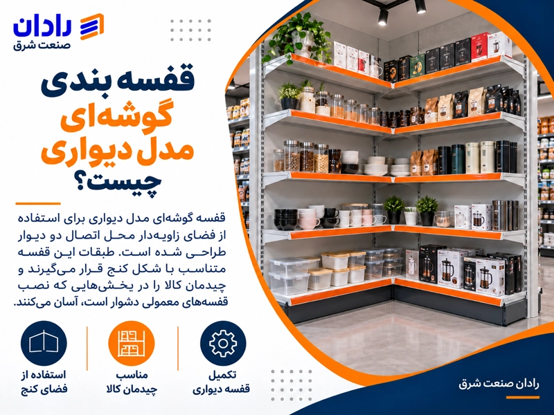 خرید قفسه گوشه‌ای دیواری