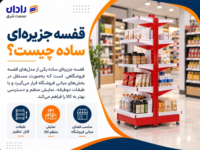 خرید قفسه بندی جزیره ای ساده از رادان صنعت شرق